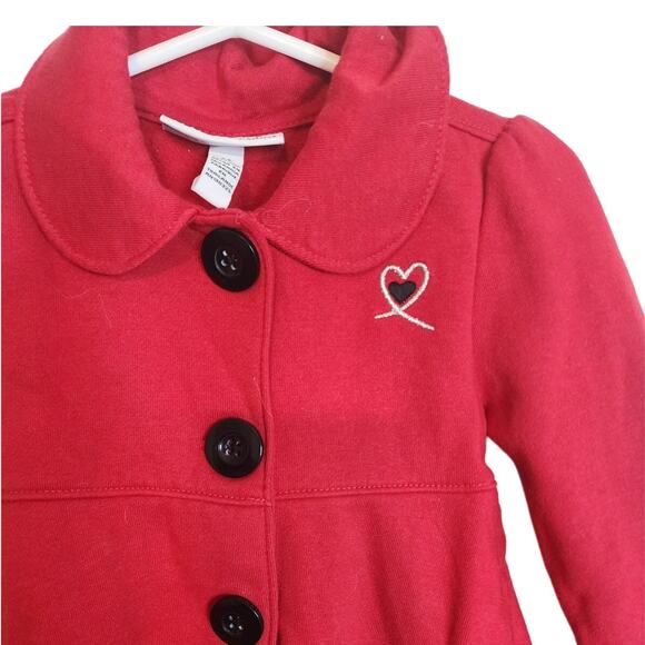 Kids Headquarters Red Heart Peplum Style Collared Jacket, 3T - Picture 2 of 5